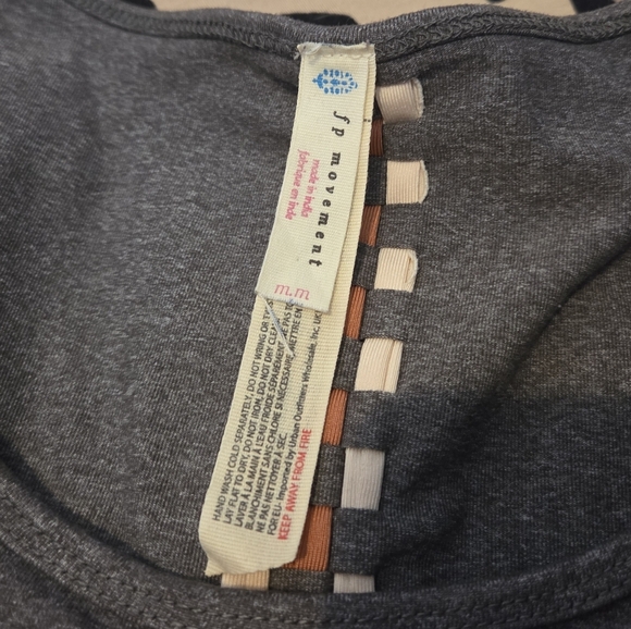 FP Movement by Free People Gray Athleisure Top with Woven Back - Picture 3 of 5